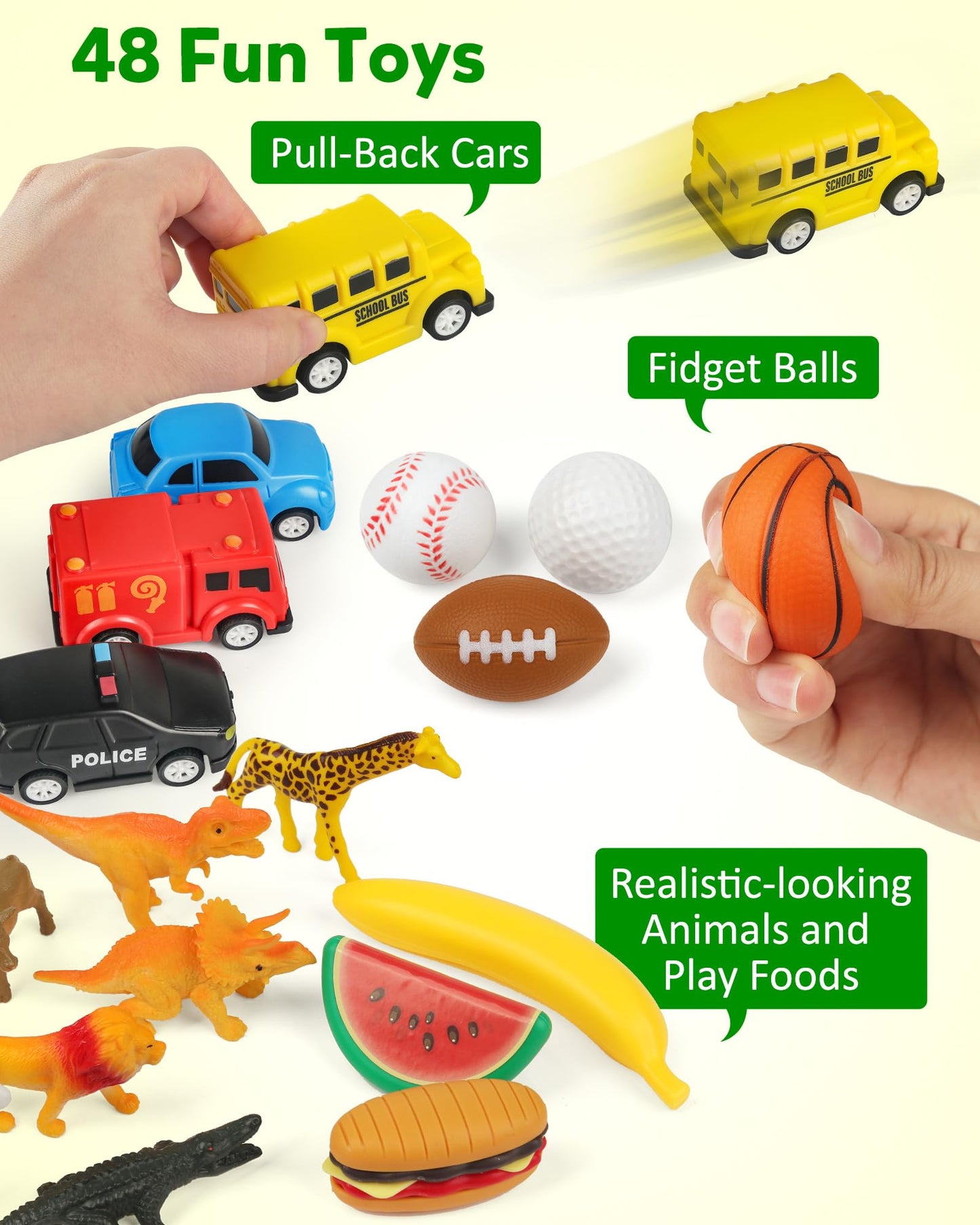Sorting Toy for Toddlers, Animals Dinosaurs Fruits Vehicles Foods Fishes Balls Farm Playset, Fine Motor Montessori Game Preschool Educational Learning Gift