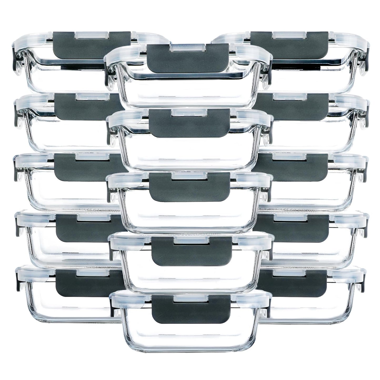 M MCIRCO [15-Pack,13 oz 1.5 Cup Glass Meal Prep Containers, Small Glass Food Storage Containers with Lids,Airtight Lunch Containers, Microwave, Oven, Freezer and Dishwasher Friendly, BPA-free