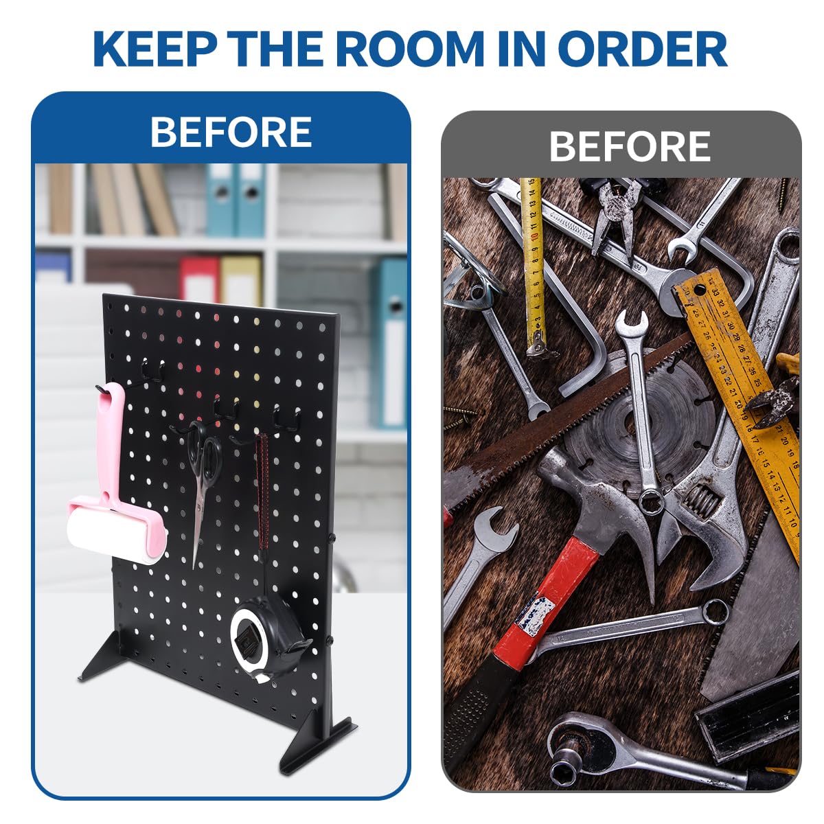 2Pcs Metal Pegboard Display Stand with 24 Peg Hooks for Craft Shows & Fairs,Black Jewelry Retail Display Rack for Selling Accessories,Display Stands for Earring,Pin Stands,Retail Vendors(16*12inch)