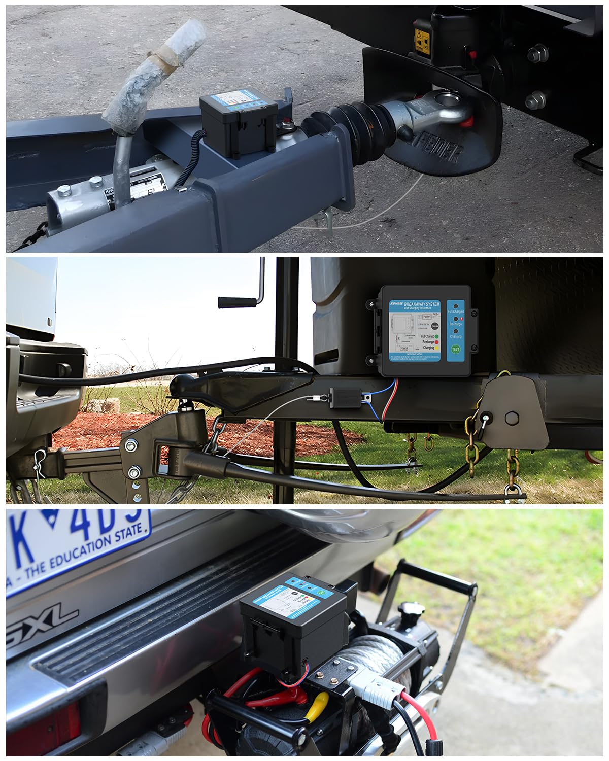 Kohree Trailer Brakes Breakaway Kit, Built-in 12V 5AH Lead-Acid Battery and Charger, Side Load Break-Away Controller System with Switch and LED Indicator, Universal for Trailer Caravan