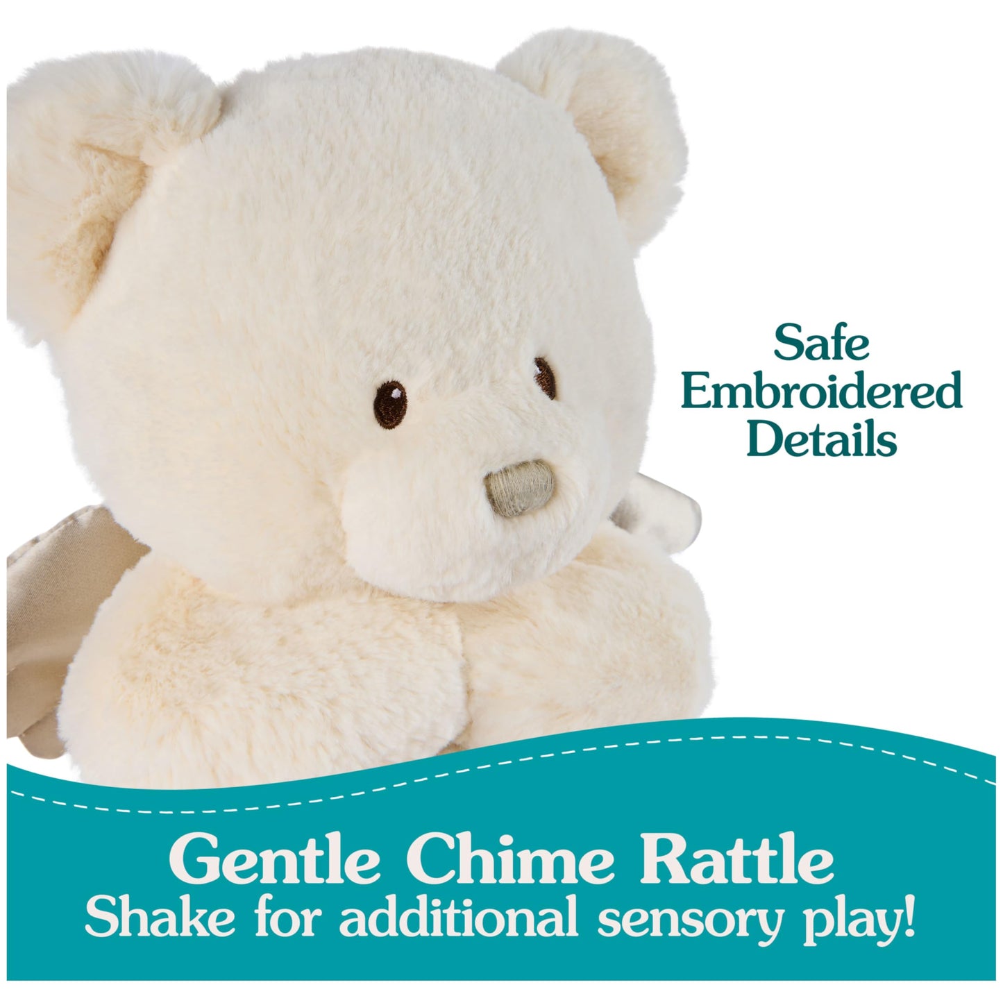 GUND Baby Angel Bear with Wings, Spiritual Teddy Bear with Chime Sound, Sensory Toy for Babies and Newborns, White, 9”
