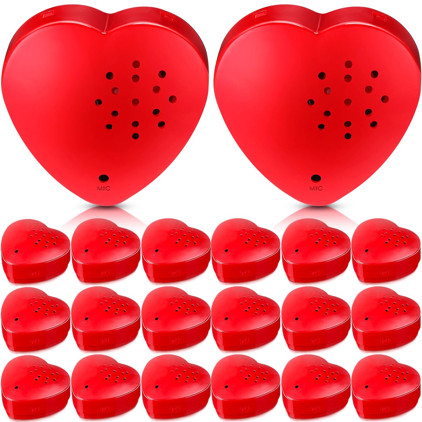 Fabbay 20 Pack Voice Recorder for Stuffed Animal 30 Seconds Heart Red Push Button Heart Sound Recorder Recordable Device for Stuffed Animals Blanket Pillow Message Recording