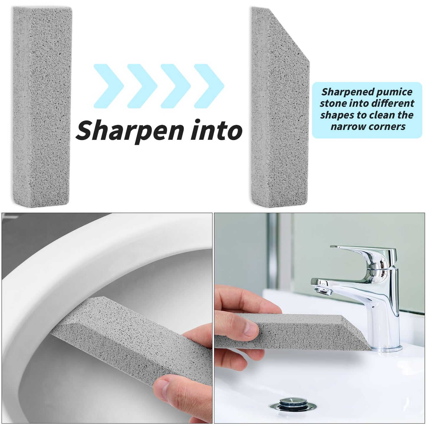90 Pack Pumice Stones Bulk for Cleaning - Grey Pumice Scouring Pad, Pumice Stick Cleaner for Removing Toilet Bowl Ring, Bath, Household, Kitchen, Pool, 5.9 x 1.4 x 0.9 Inch