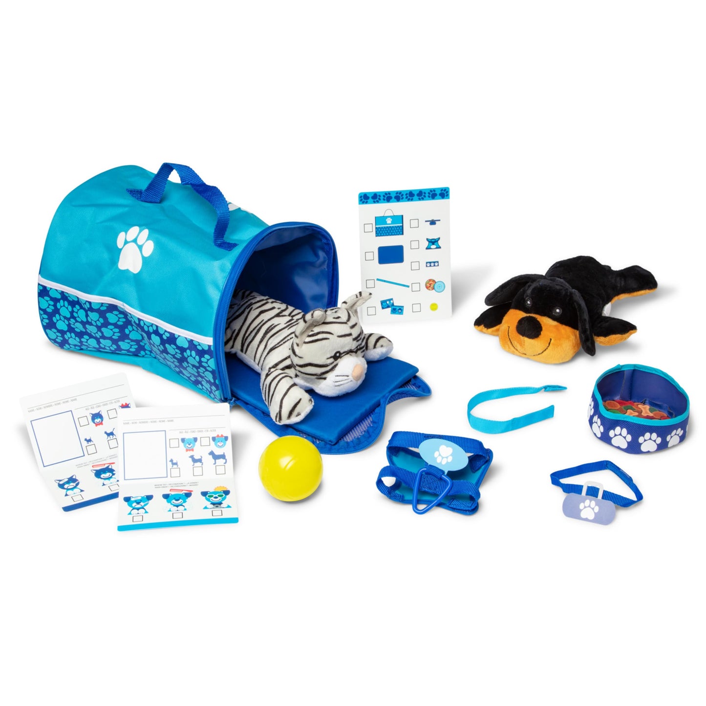 Melissa & Doug Tote & Tour Pet Travel Play Set with 2 Plush Stuffed Animals (15 pcs)
