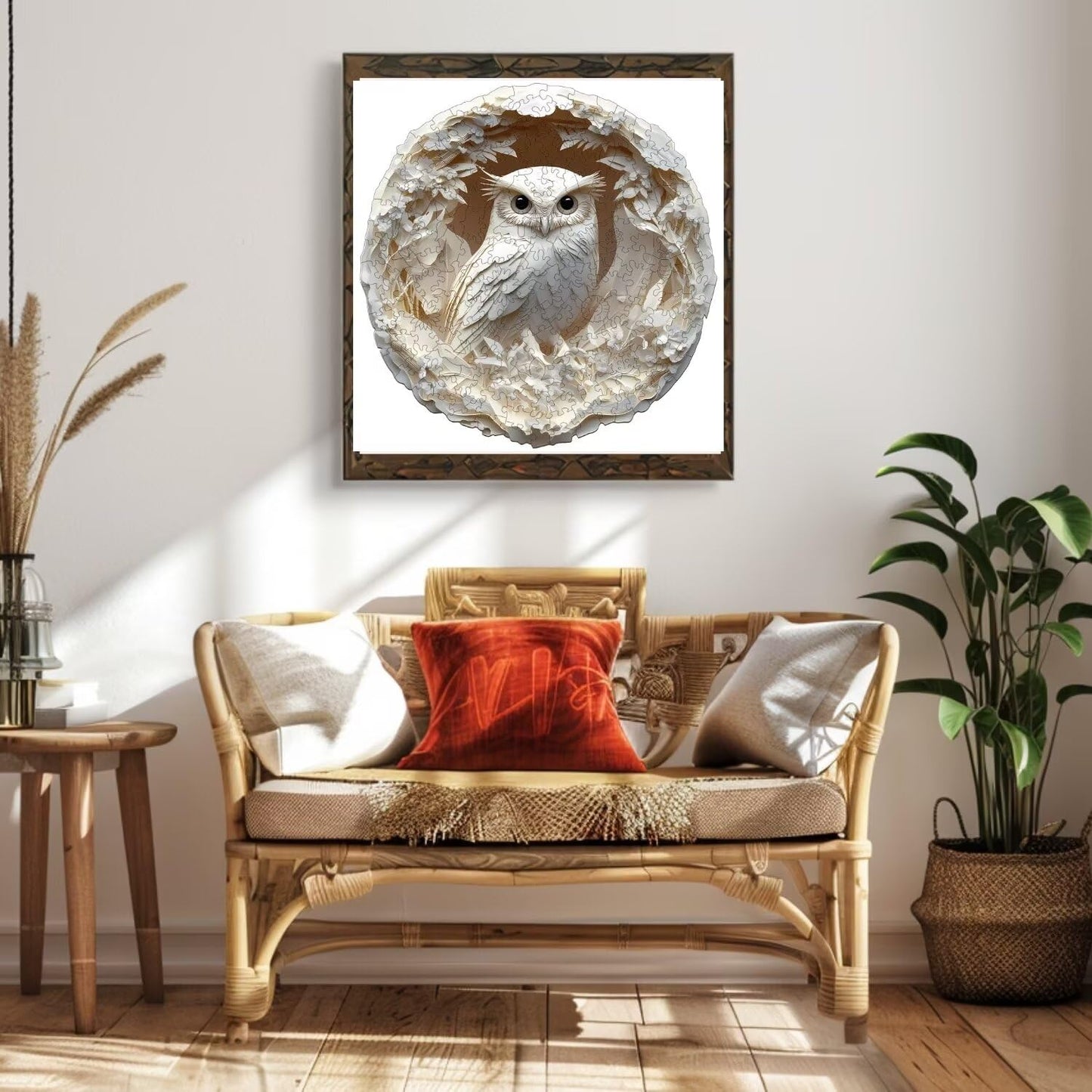 Jollitot Wooden Puzzles Adults, 3D Paper Carved Owl Puzzle 300 Pieces, Unique Animal Shaped Wood Challenging Jigsaw Puzzles Gifts for Adults, 13.4x13.3in