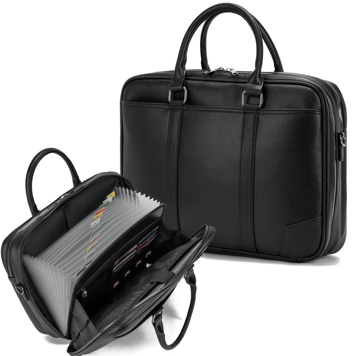 Accordian File Organizer with Handle,briefcase,15.6 in Laptop Bag Portable Document Organizer Handbags Back packs