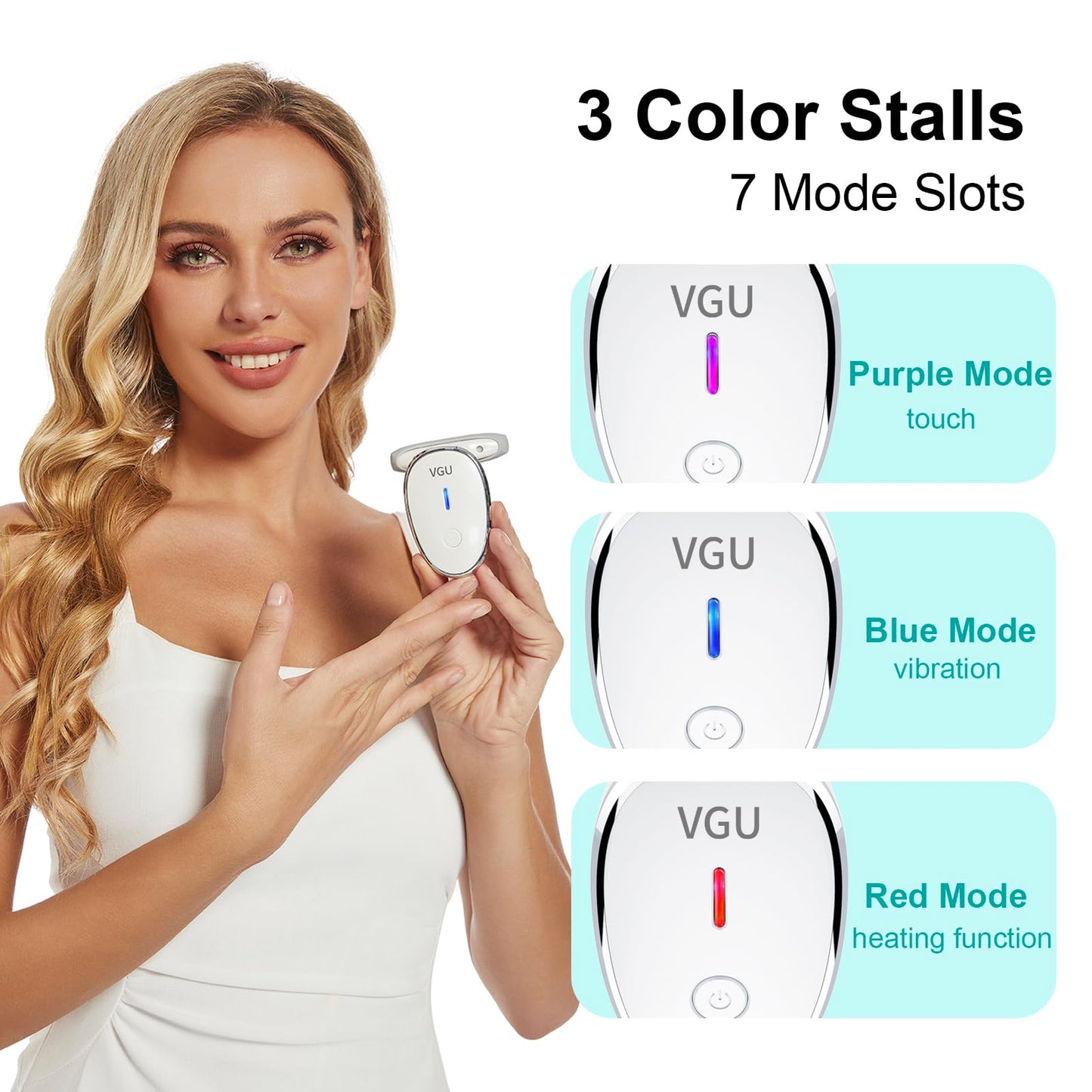 Face Massager, Facial Neck Care Tool with Vibrating Heating Mode, Portable Handheld Gift White