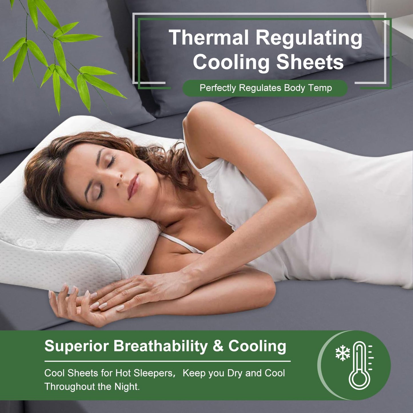 Ivellow Deep Pocket King Sheets, Rayon Derived from Bamboo, Extra Deep Pocket up to 18"-24", Hotel Luxury Cooling Sheets for King Size Bed, Silky Soft, Smooth, Breathable Bed Sheets Grey