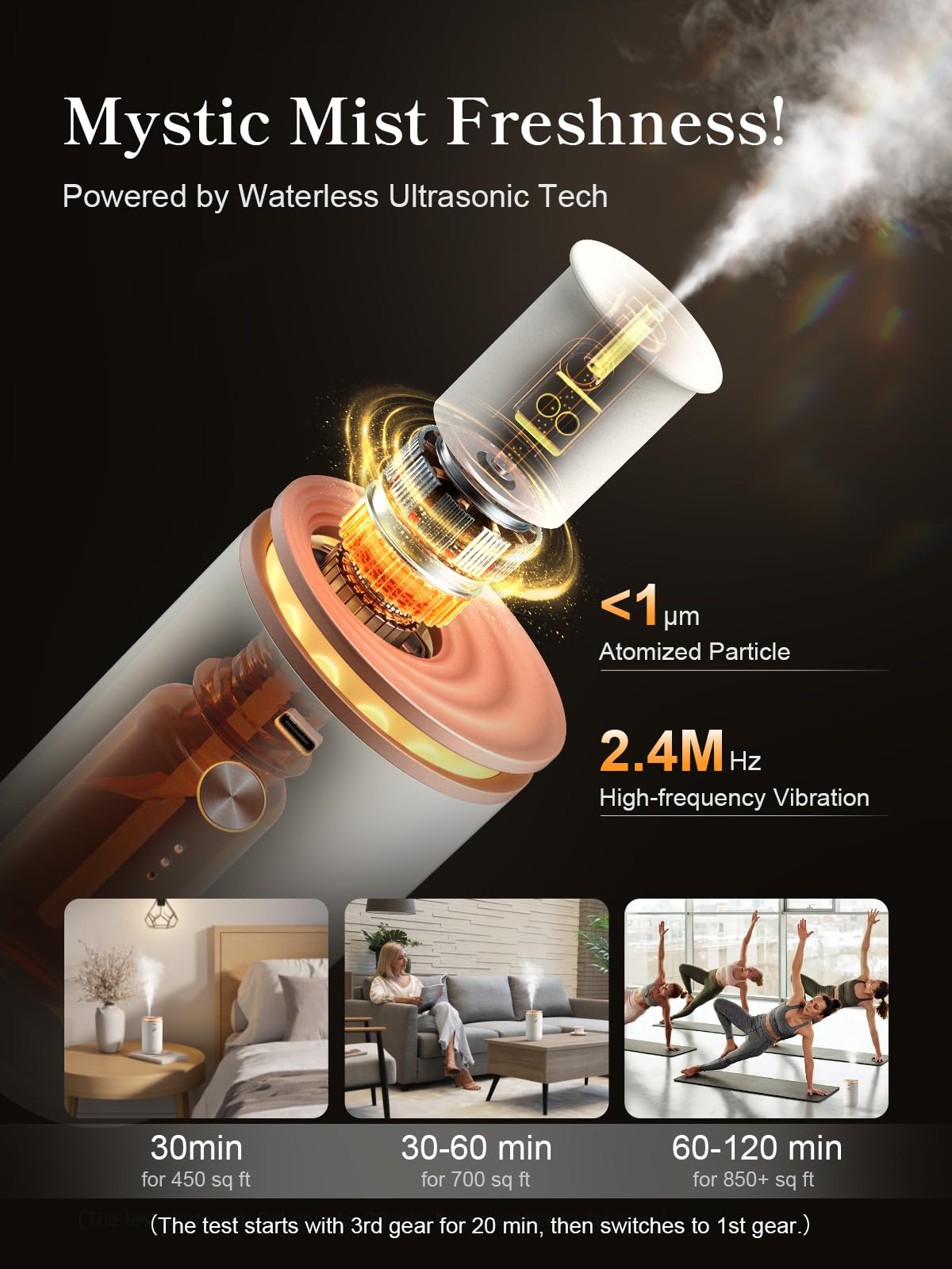 Ceeniu waterless diffusers for Home, Ultrasonic Atomization, Quiet Design, 1000 sq. ft Coverage, Small Diffuser for Large Space, Auto Off, Essential Oil diffuer air fresheners