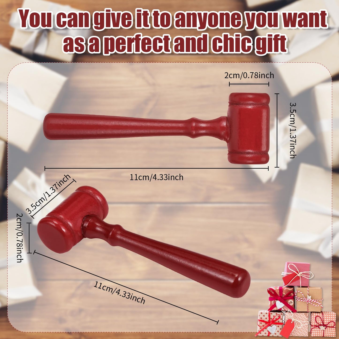 Chivertion 96 Pcs Mini/Large Wooden Judge Gavel Prop for Kids Student Adult Durable Toy Gavels Hammer Mallet Justice Law School Gift for Moot Courtroom Auction Sale Mock Trial(4.33''x1.38''x0.79'')