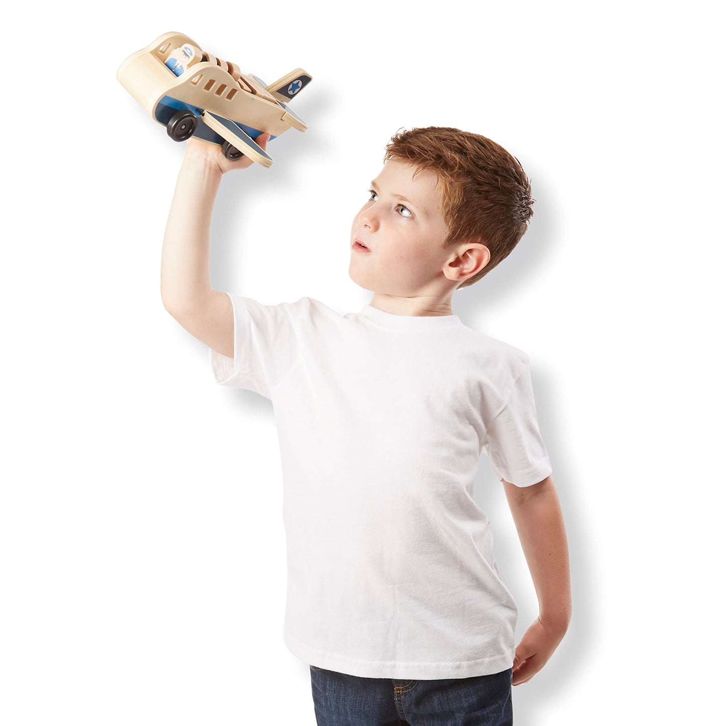 Melissa & Doug Wooden Airplane Play Set with 4 Play Figures and 4 SuitcasesWooden Airplane Toy, Classic Toy for Toddlers for Kids