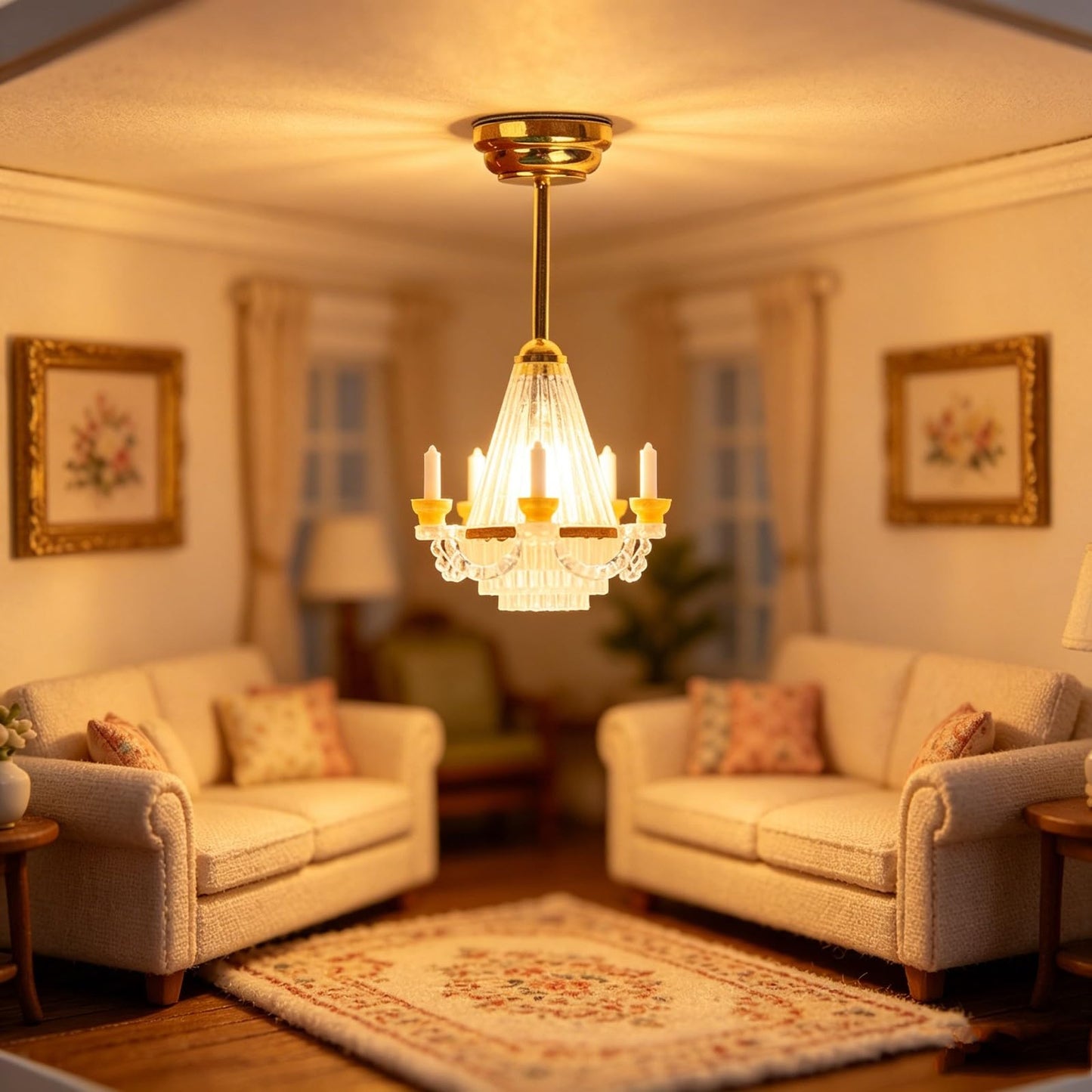 LUOZZY Dollhouse Chandelier Lights - Miniature Led Chandeliers for Dollhouse