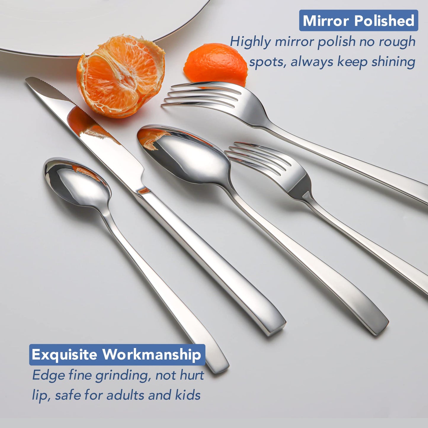 40 Piece Silverware Set Service for 8, EIUBUIE Premium Stainless Steel Cutlery Set, Mirror Polished Flatware Sets Heavy Duty and Solid, Modern Kitchen Eating Utensils Sets Include Spoons Forks Knives