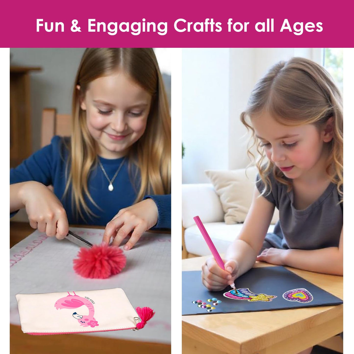 Chalk and Chuckles 7 Days of Art and Craft Kit for Kids 9-12, 30 DIY Activities-Diamond Art Stickers, Painting, Scratch Art and More, Perfect Gifts for Girls, Boys 8 Years and Up