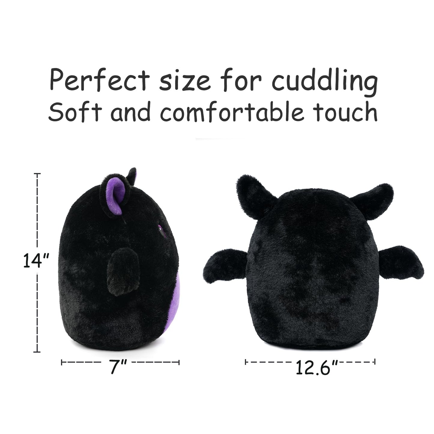 WEIGEDU Bat Plush Toy with Wings and Embroidered Eyes - Halloween Theme Party Gift for Boys and Girls