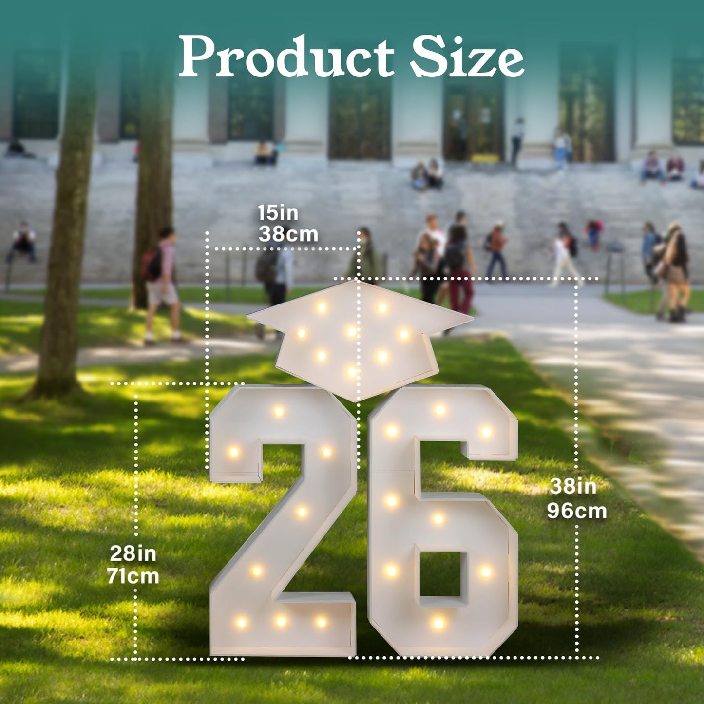 2026 Graduation Party Decorations - 2.3FT Pre-Cut 26 Marquee Numbers Sign with Light - Mosaic Foam Board Includes Glue Gun Balloons for Kindergarten Preschool College Prom