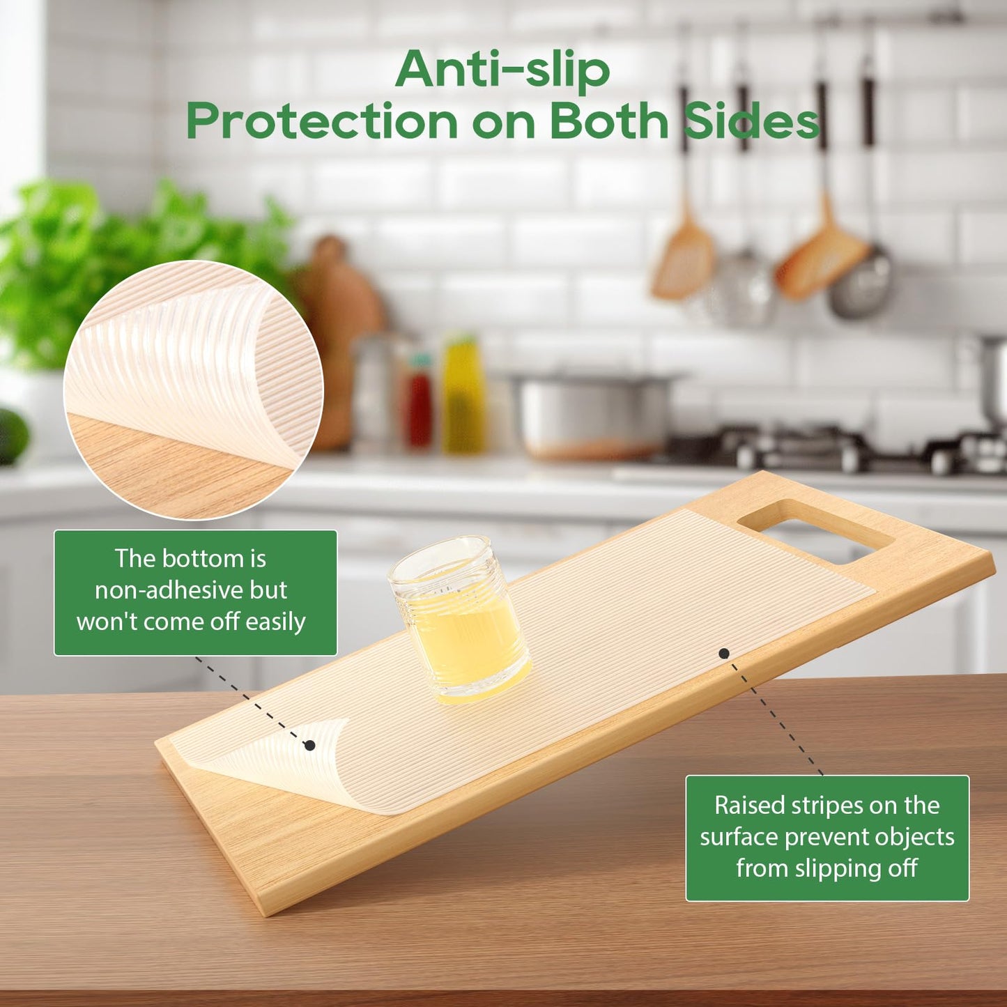 Anoak Shelf Liner Cabinet Liner, Non Adhesive Drawer Liner, Washable 12 Inch x 20 FT x 4Rolls Waterproof Durable Non-Slip Shelf Liner for Kitchen, Drawer, Refrigerator Stripe Clear