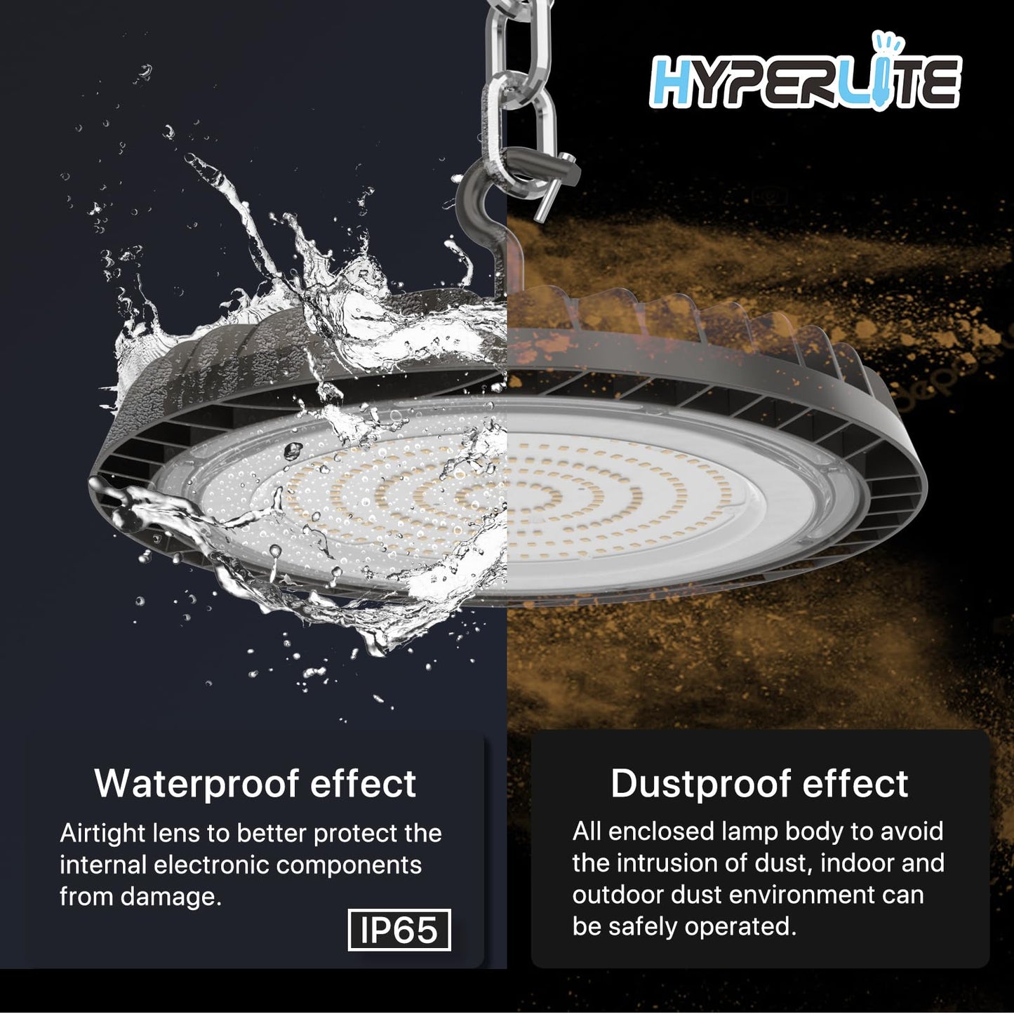 HYPERLITE UFO LED High Bay Light 200w 28000lm Shop Light 5000k Plug High Bay LED Lights for Commercial Bay Lighting 16-20ft Workshop Warehouse Factory Gym Barn ETL