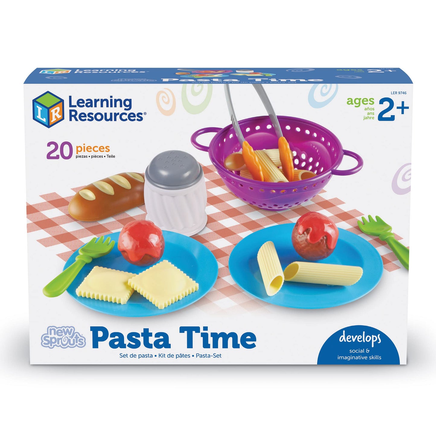 Learning Resources CA New Sprouts Pasta Time, Pretend Play, Play Food, 20 Piece Set, Ages 2+ , Multicolor