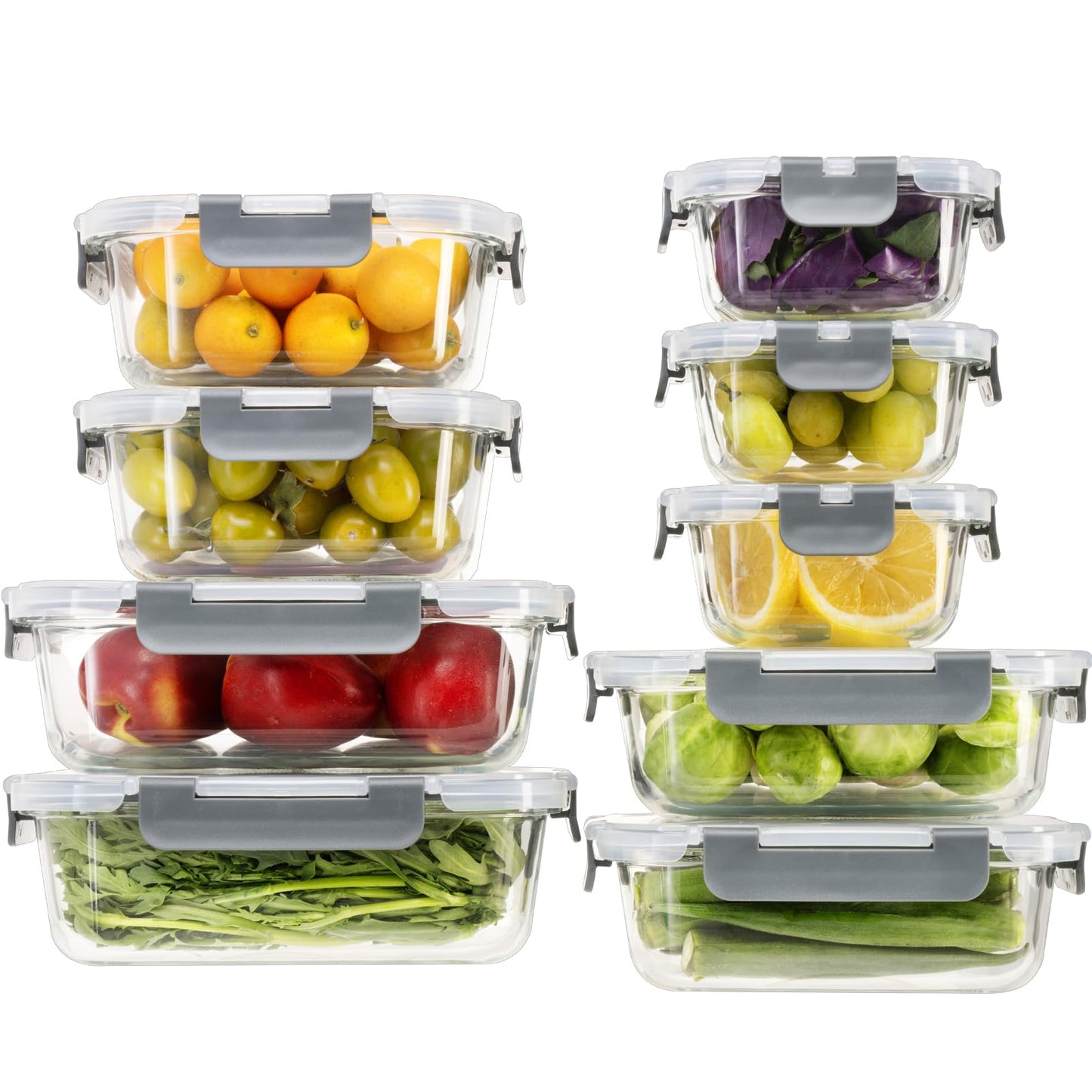 salient S 18 Pieces Glass Food Storage Containers with Lids,Airtight Glass Meal Prep Containers,Glass Storage Containers Set for Kitchen,Pantry BPA Free & Leak Proof (9 lids & 9 Containers)