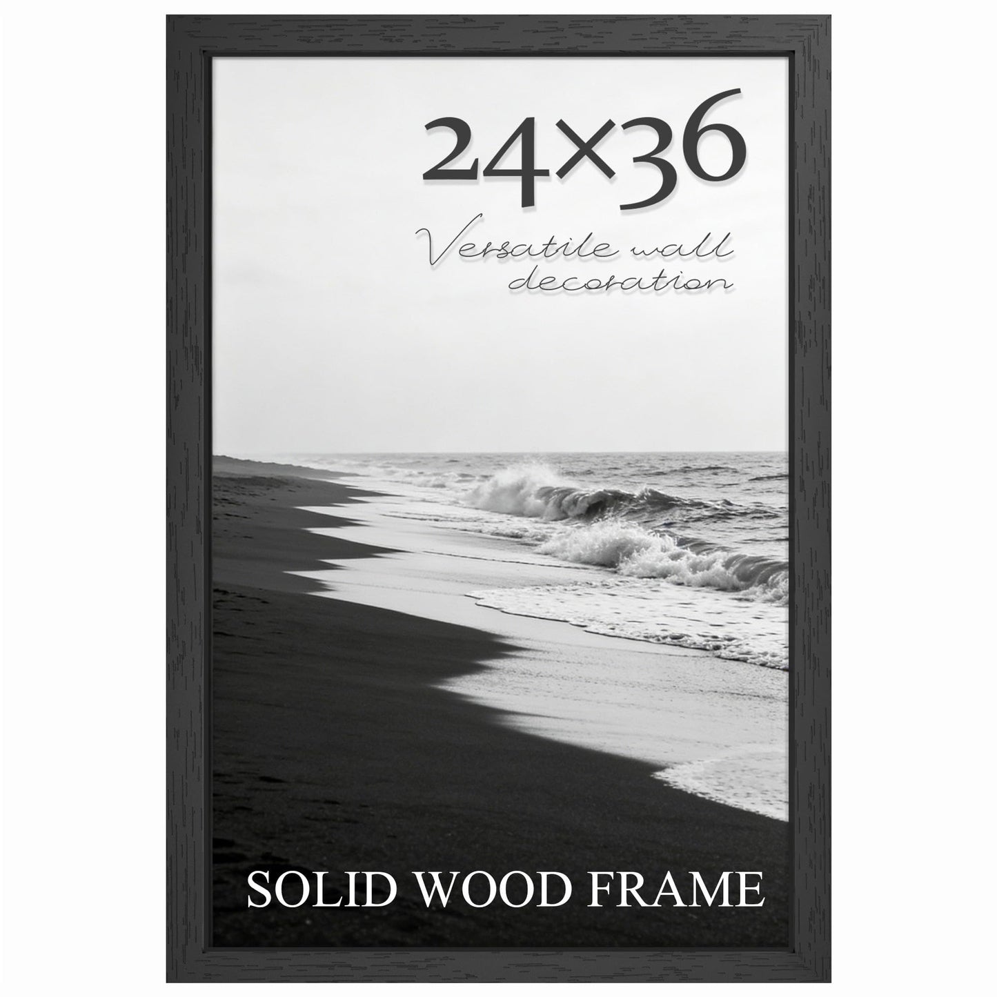PEALSN Solid Wood 24x36 Poster Frame, Black Poster Frames 24 x 36 inches for Wall Mounting Display, 1 Pack