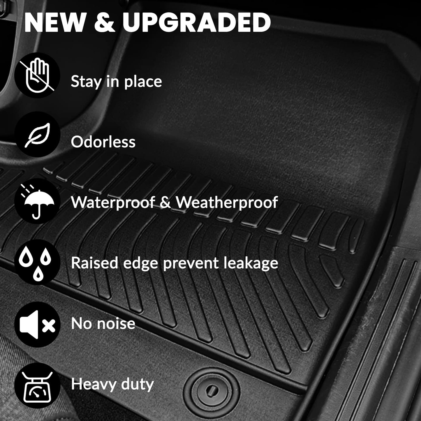 AUXKO All Weather Floor Mat Fit for Kia Soul 2026 2025-2020 TPE Rubber Liners Soul Accessories All Season Guard Odorless Anti-Slip Liner Black