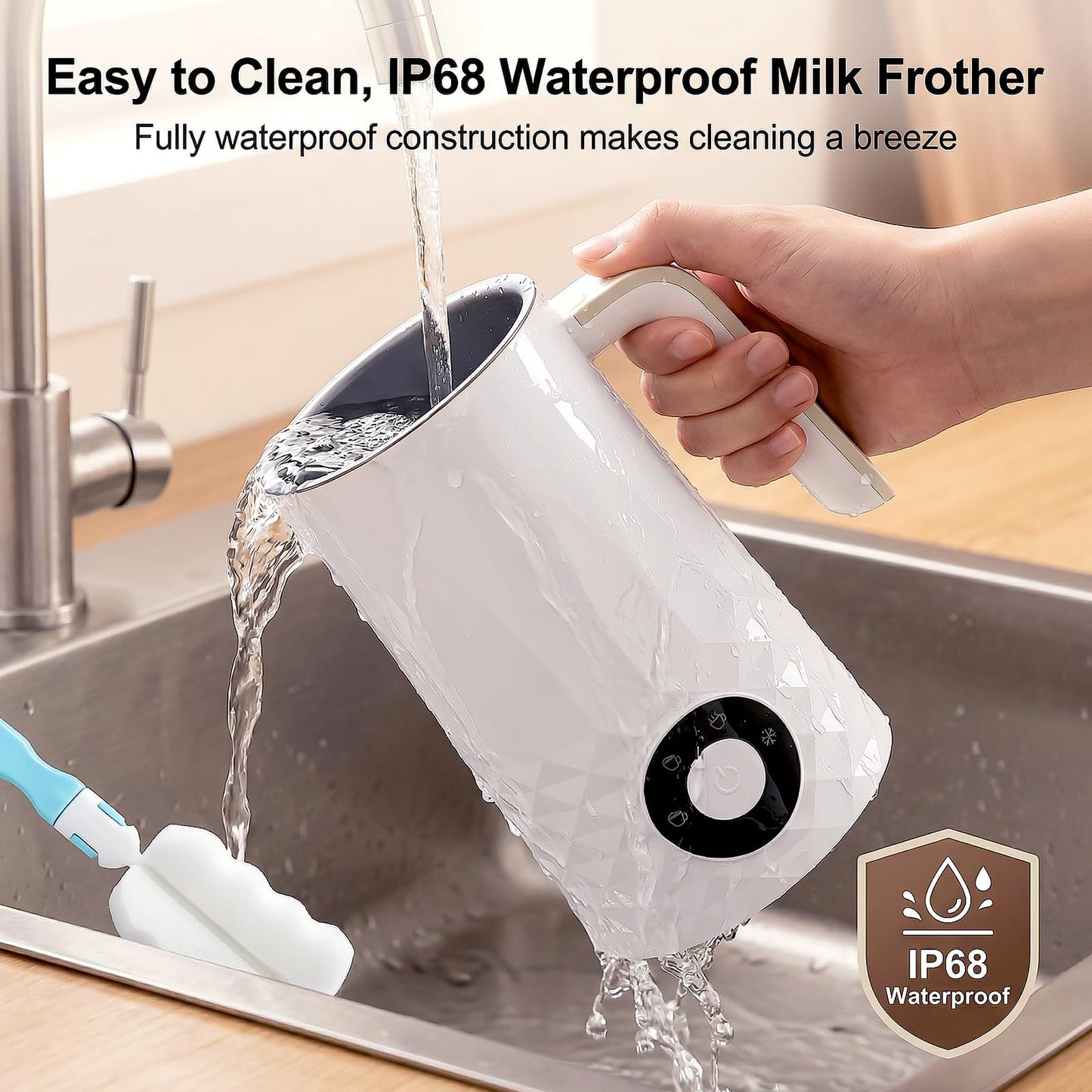 COFUN Milk Frother, 4-in-1 Electric Milk Frother and Steamer, 11.8oz Automatic Hot & Cold Foam Maker, Dishwasher Safe, Quiet Operation for Coffee, Latte, Cappuccino, Hot Chocolate (White)