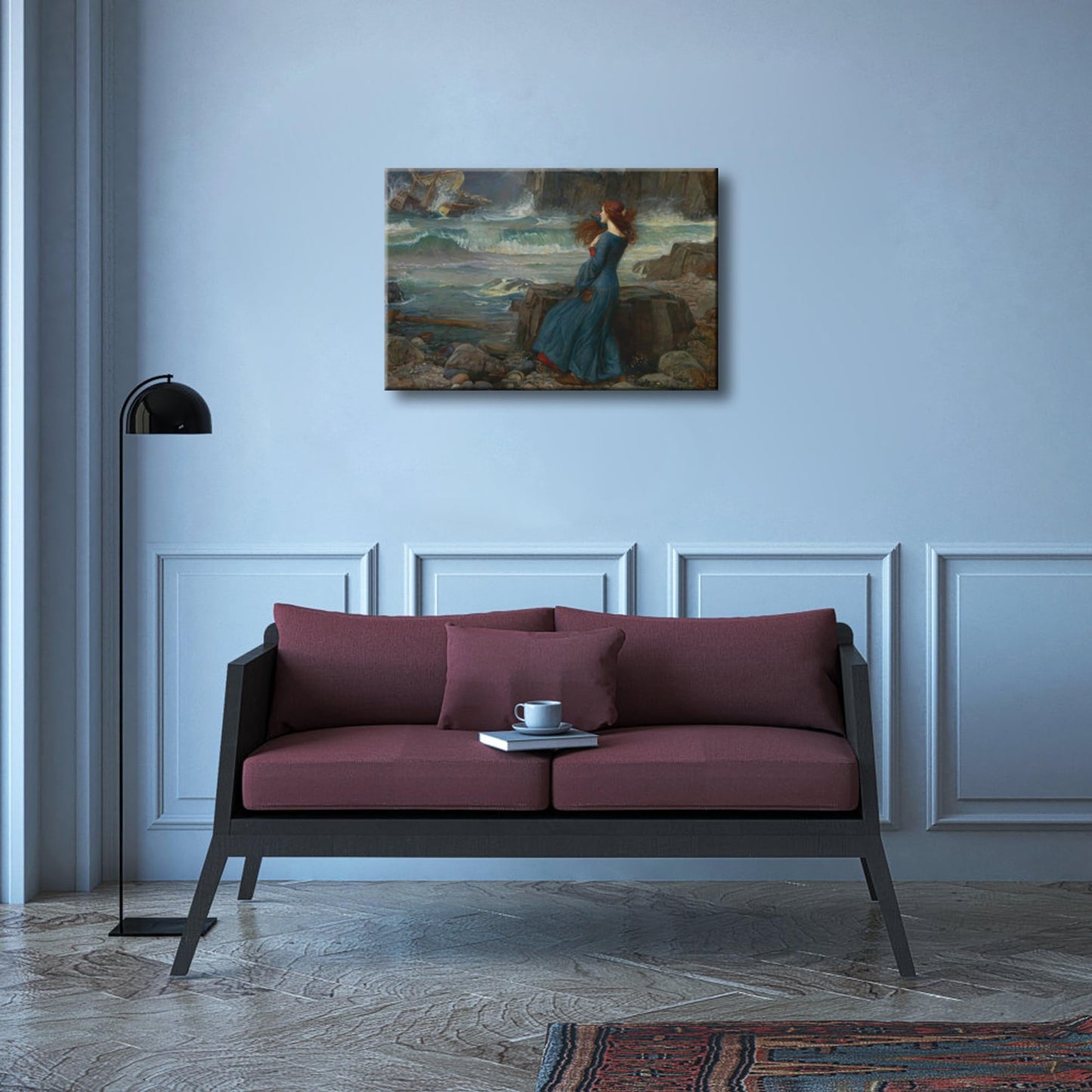 Wieco Art Canvas Print Wall Art Miranda The Tempest 1916 by John William Waterhouse Classic Art Print Pre Raphaelites Wall Art Woman Portrait Artwork for Living Room Home Decorations