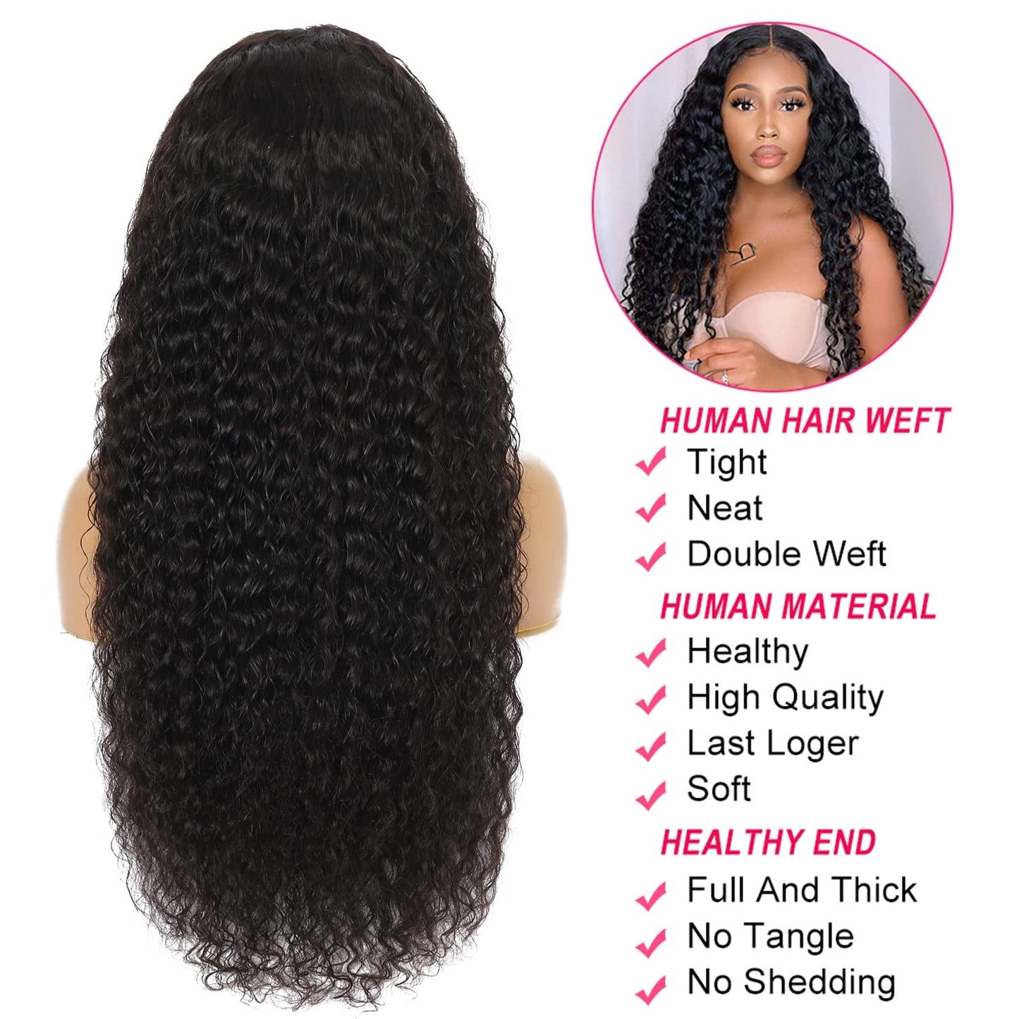 Deep Wave Lace Front Wigs Human Hair Pre Plucked 13x4 Lace Frontal Wigs For Women With Baby Hair 180% Density Wet and Wavy Transparent Brazilian Human Hair Wig Pre plucked Hair Natural Color 24Inch