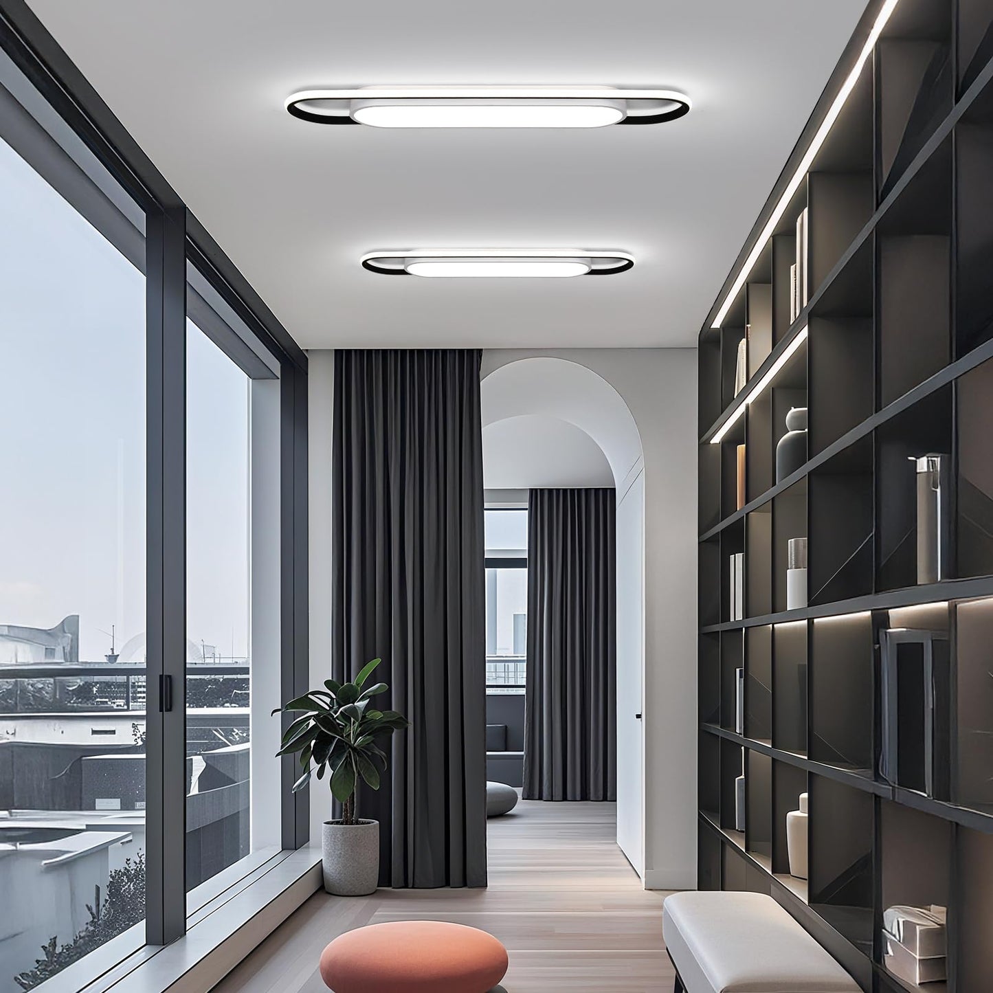 GBMEDZG 3Ft Smart LED Ceiling Lighting,50W High Brightness Linear Flush Mount Light Fixture,36.2" Dimmable Led Ceiling Lamp with Remote Control for Kitchen,Garage,Hallway,Laundry,Study Room.