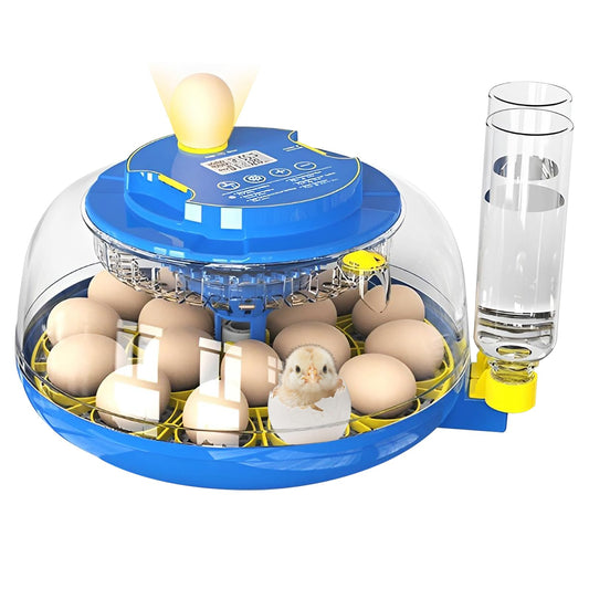 18 Egg Automatic Incubator for Hatching Chickens Ducks with Temp Humidity Display Automatic Egg Turner LED Candling Compact for Home Farm Use °F/°C Switch 2 Types Trays AB Water Ports