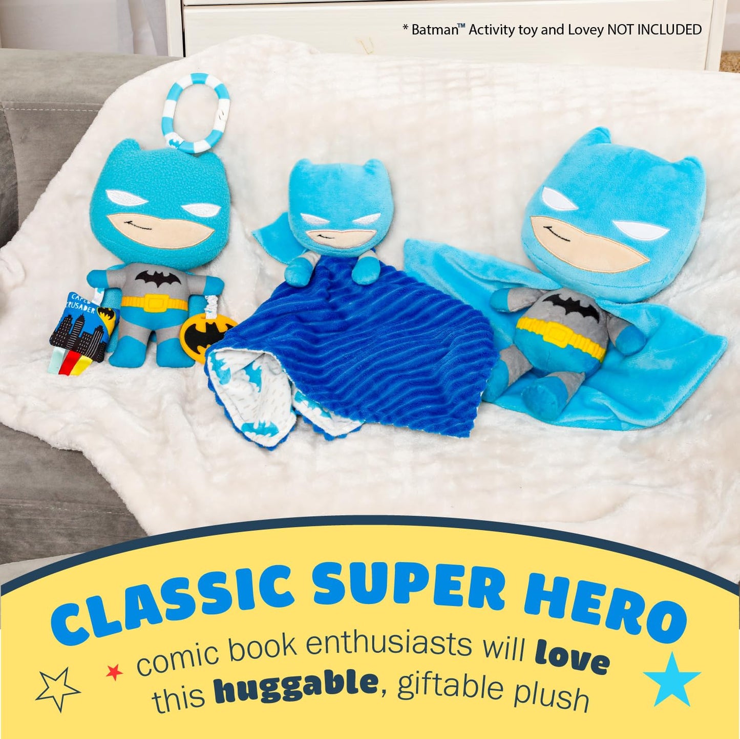 KIDS PREFERRED DC Comics The Batman Soft Huggable Weighted Stuffed Animal Cute Plush Toy for Toddler Boys and Girls, Gift for Kids, Dark Knight 10 inches