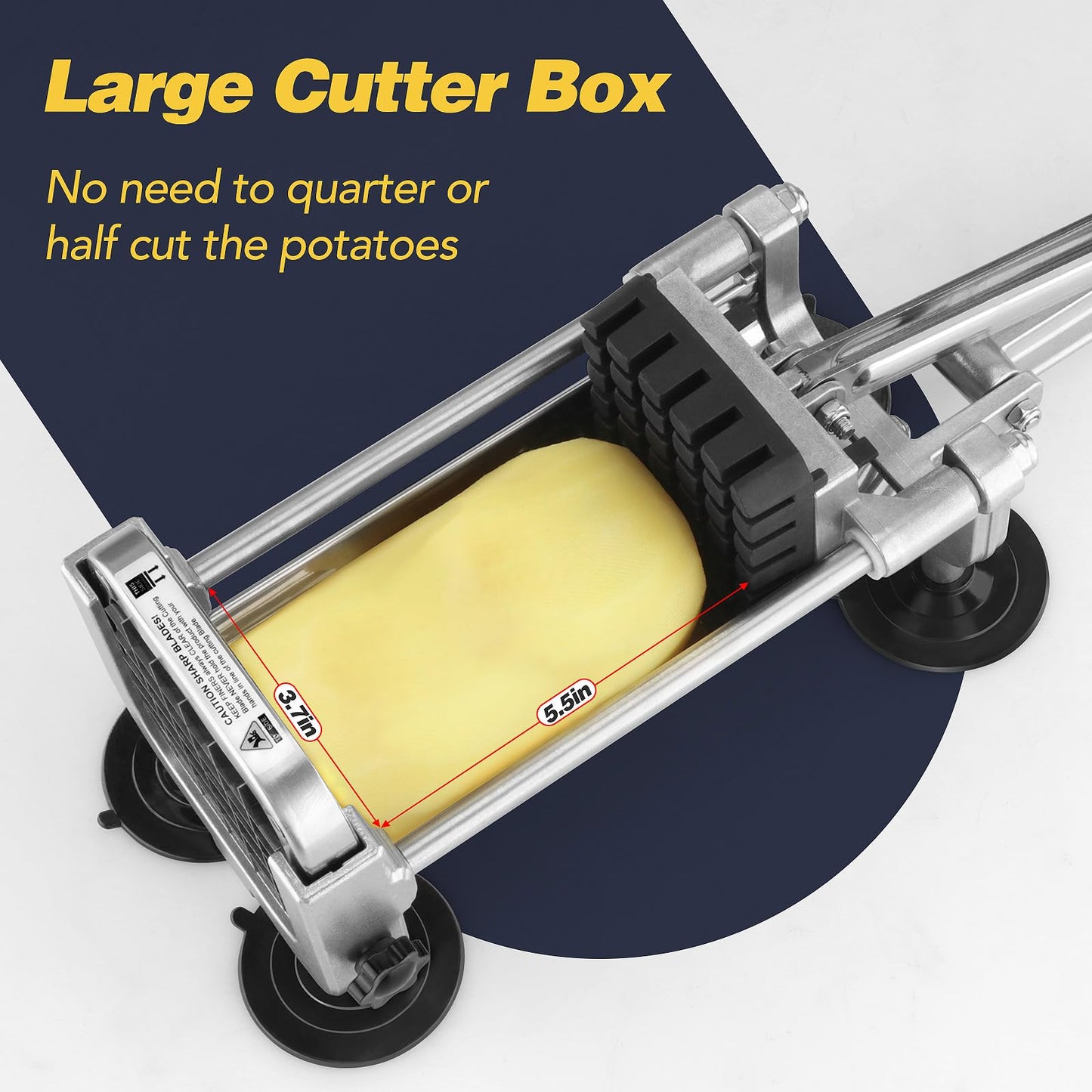French Fry Cutter, Ruooson Professional Potato Cutter Slicer with 1/2 In & 3/8 In & 1/4 In Stainless Steel Blades, Great for Whole Potatoes Carrots Cucumbers.