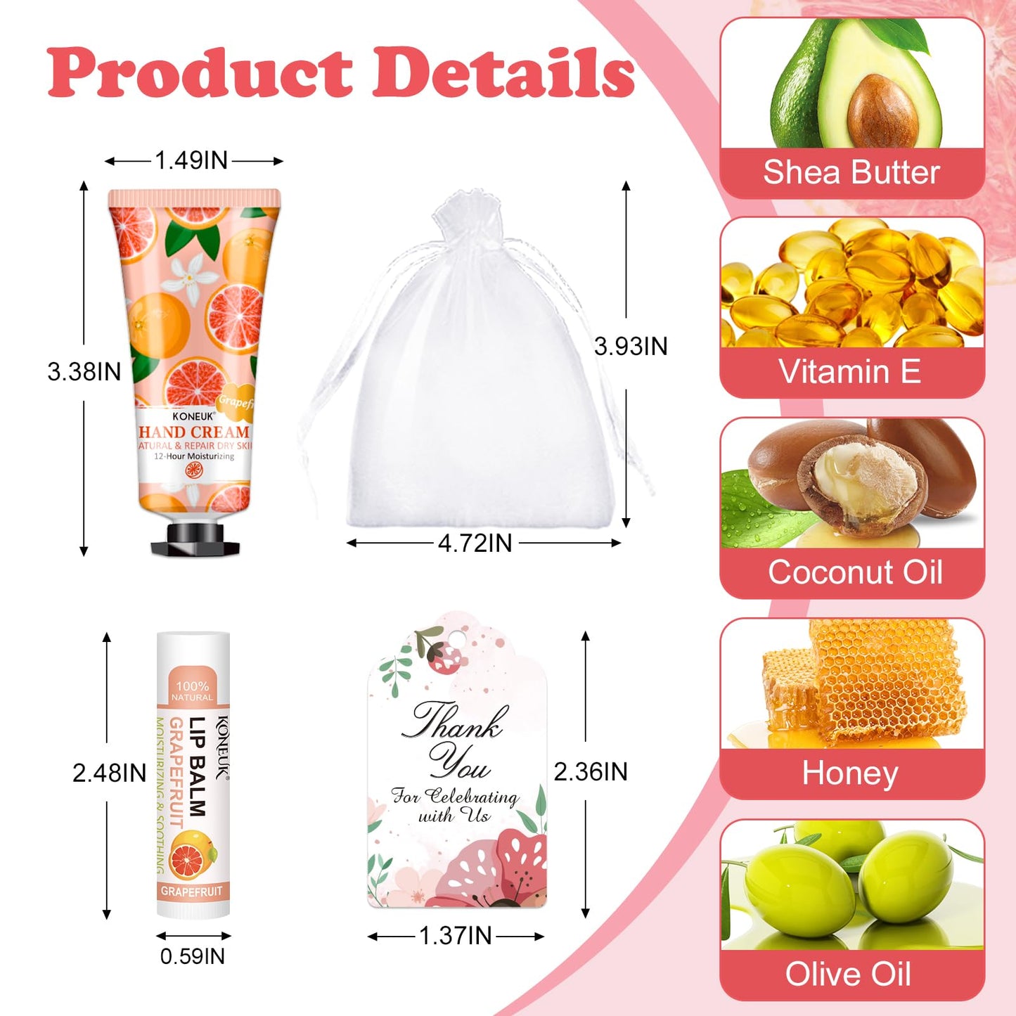 60 Pack Hand Cream Bulk and Lip Balm Bulk Sets, Valentines Day Gifts for Her, Bridal Shower Favors and Wedding Shower Favors for Guests, Mothers Day Gifts for Mom, Thank You Gifts for Women