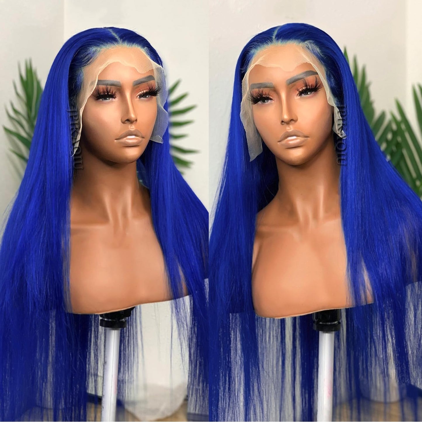 JPIKAQIU Blue Lace Front Wig Long Straight Navy Blue Synthetic Lace Front Wigs for Fashion Woman Heat Resistant Fiber Hair Glueless Lace Wigs Pre Plucked