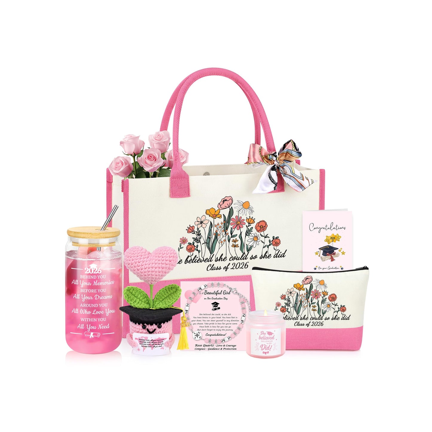 GQDECOR 2026 Graduation Gifts for Women Her, High School College Class of 2026 Graduation Gifts for Women Her Basket Set of 7