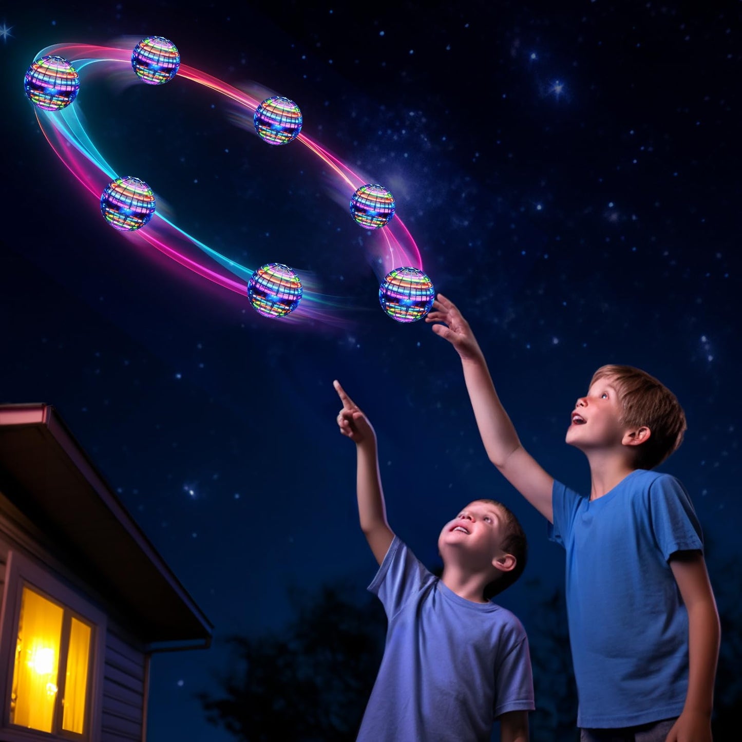 Flying Orb Ball (Blue, 2026 Upgraded) with Dazzling Lights, Magic Hover Spinner, Cool Boomerang Drone, Floating Cosmic Globe, Kids Outdoor Toys, for 6 7 8 9 10 Year Old Boys Girls