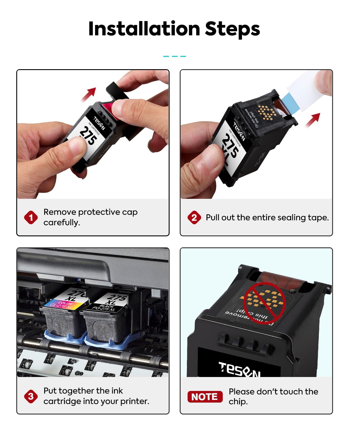 PG-275XL CL-276XL Replacement for Canon Ink 275 and 276 PG275 CL276 275XL 276XL Ink Cartridge Combo Pack for PIXMA TR4720 TS3522 TS3500 TR4700 TR4722 TS3720 Printer Ink Cartridge (Black Color,2-Pack)