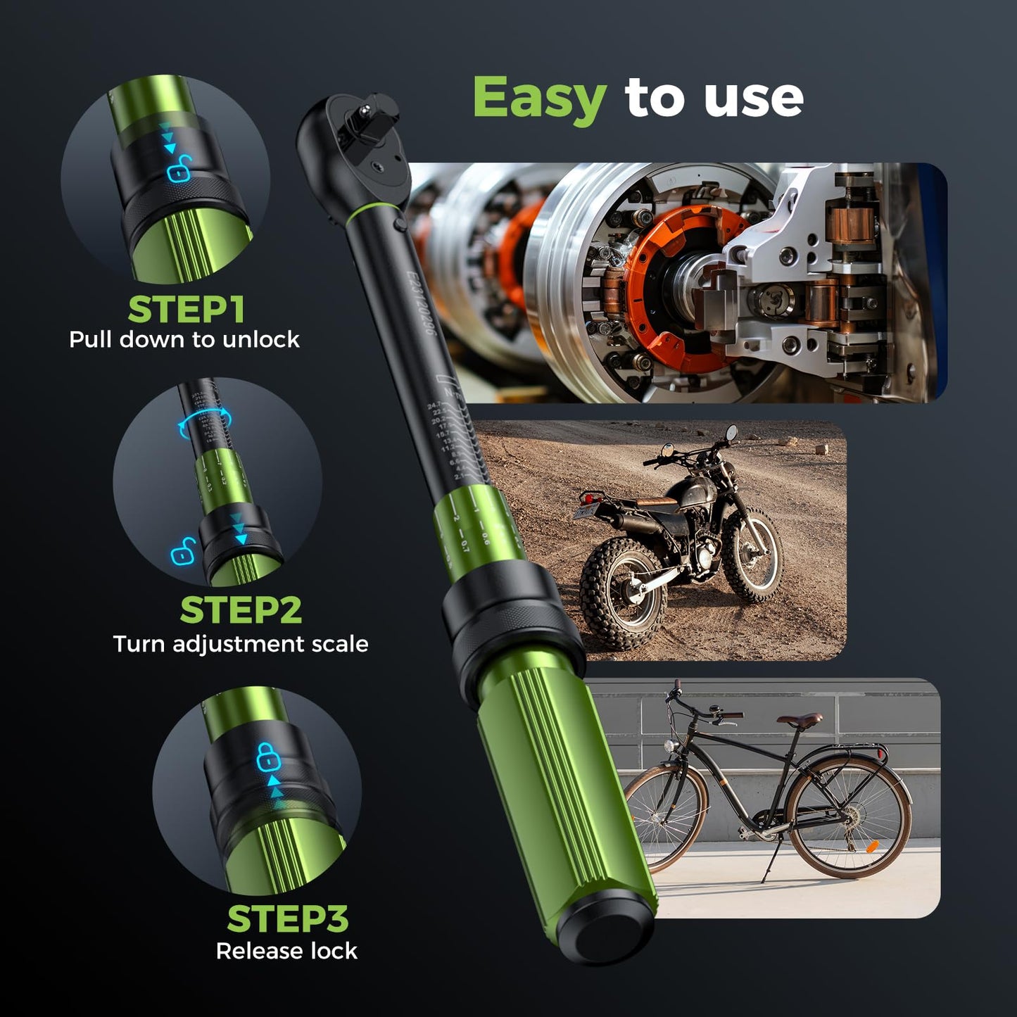 1/4 Torque Wrench, 52Pcs Dual-Range【10-230 in.lb/1-26 Nm】±3% Precision Inch Pound Torque Wrench 1/4 Drive, 72 Tooth Dual-Direction Bike Wrench Set for MTB, E-Bike, Moto Maintenance