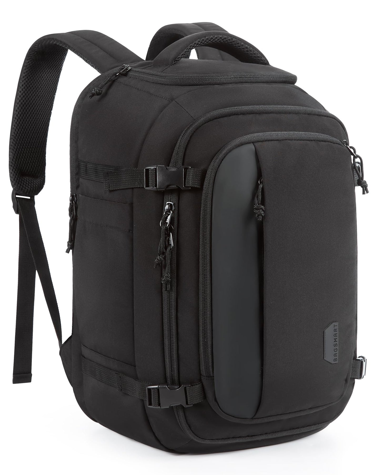 BAGSMART Travel Backpack Carry on Flight Approved, 28L Lightweight Backpack Fits 17.3 Inch Laptop for Men Women, Water Resistant Personal Item Travel Bag with USB Charging Port, Black
