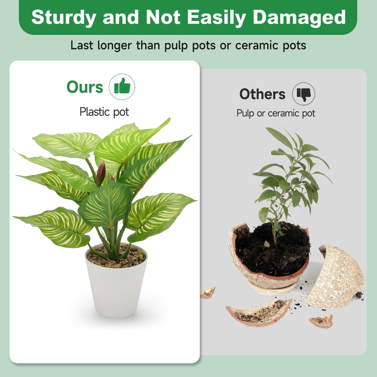 HNCSDD 11.8 Inch 3 Pcs Small Fake Plants Artificial Potted Plant Indoor Faux Tropical Plant for Home Office Table Shelf Desktop Décor