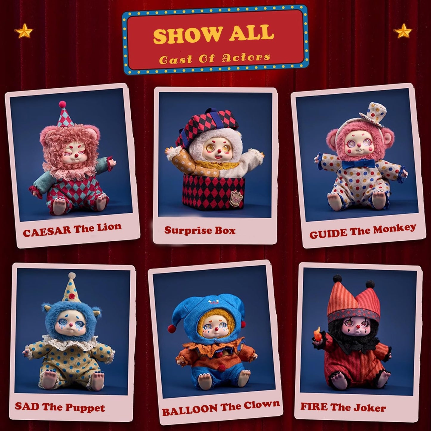 CALEMBOU Plush Doll Blind Box Figures, Timeshare Cino Dream Tour Circus Series Stuffed Mystery Box Toy, Kawaii Mystery Plush Collectible Birthday Gift for Girls (1PC)