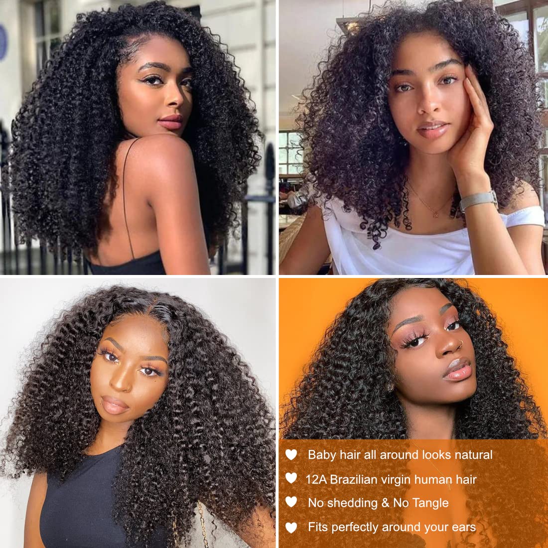 Ladoux Kinky Curly Lace Front Wigs 13x6 HD Lace Front Kinky Curly Wig for Women 180% Density Pre Plucked With Baby Hair Afro Kinky Curly Human Hair Wigs 20Inch Kinky Curly HD Lace Front Human Hair wig