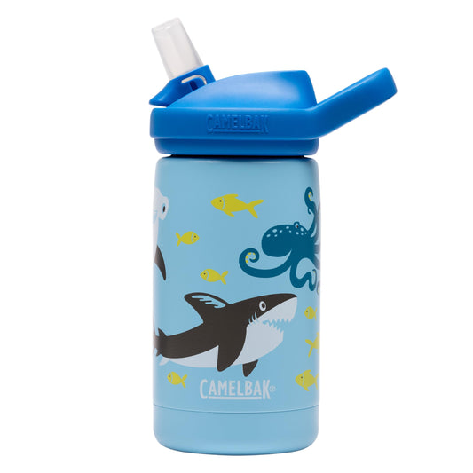 Camelbak Eddy+ Kids 12oz Insulated Stainless Steel Water Bottle for School and Everyday Use, Sharks and Friends