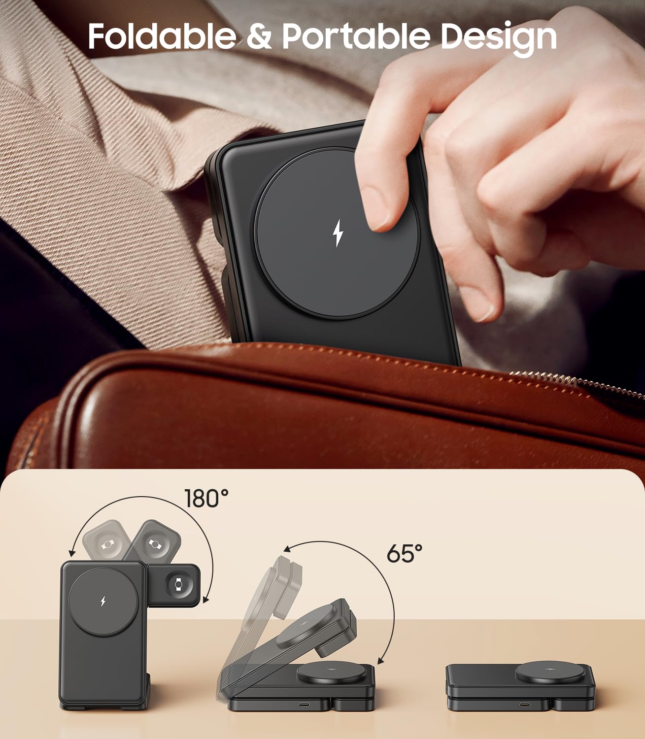 3 in 1 Magnetic Foldable Wireless Charger for Samsung, Fast Mag-Safe Charging Station for Galaxy S25 S24 S23 Ultra Plus/Z Fold/Z Flip 7/6/5, Charger Stand for Galaxy Watch Ultra /8/7/6/5/Pro, for Buds