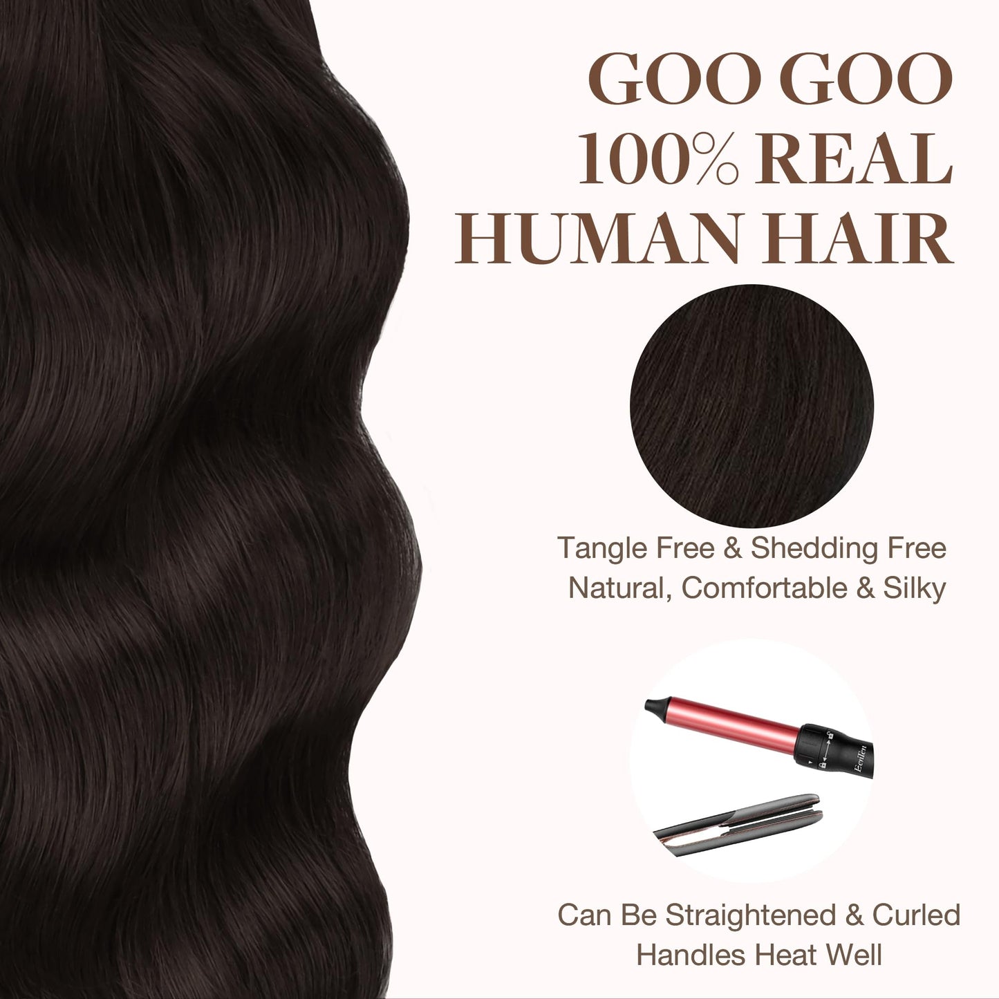 GOO GOO 20inch Dark Brown Remy Human Hair Extensions Silky Straight Tape in Natural Hair Extensions 50g 20pcs