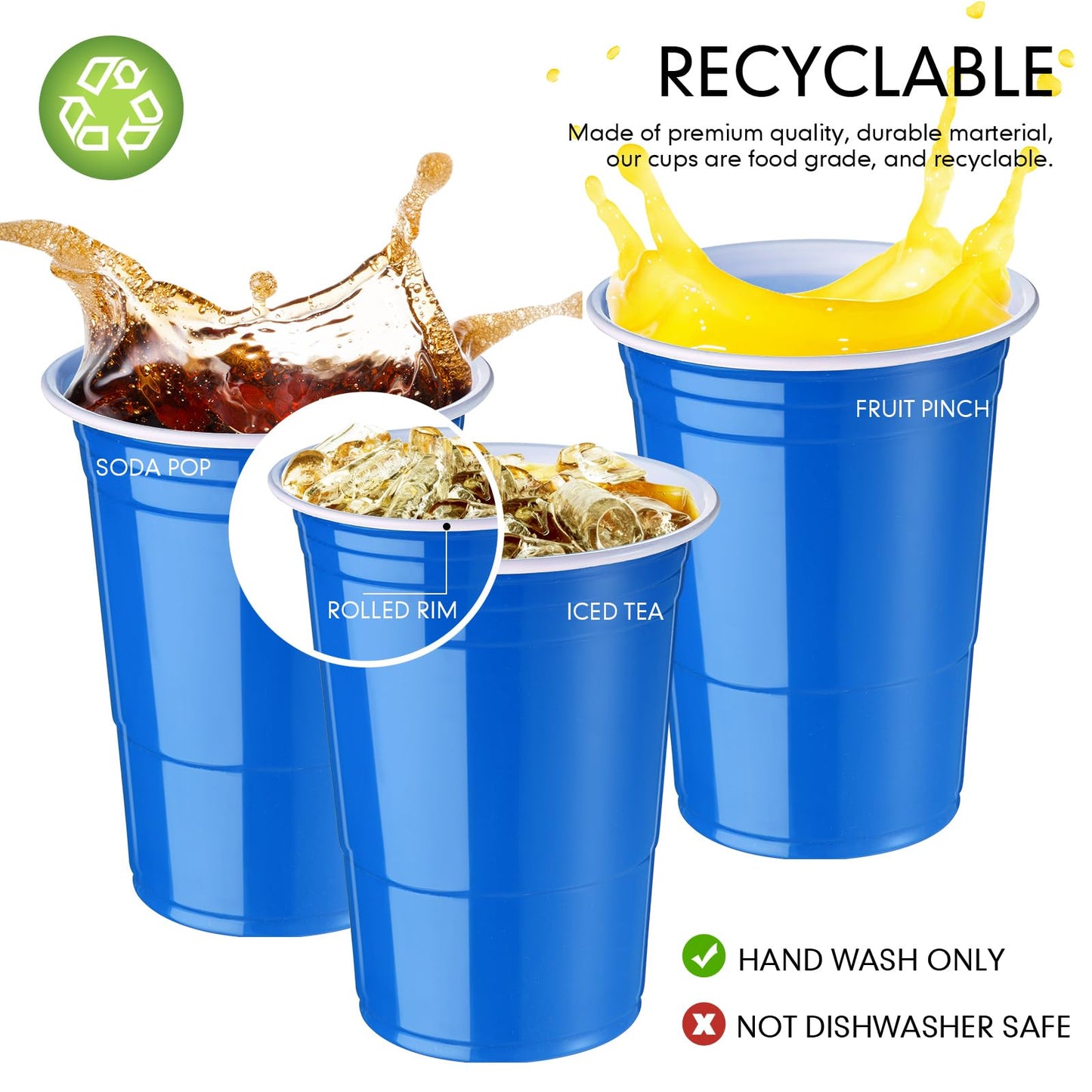 Mimorou 200 Pack Plastic Cups Bulk for Wedding Party 16 oz Disposable Cups Stackable Plastic Beverage Drinking Tumblers for Birthday Bachelor Baby Shower Christmas Graduation Picnics Party(Blue)