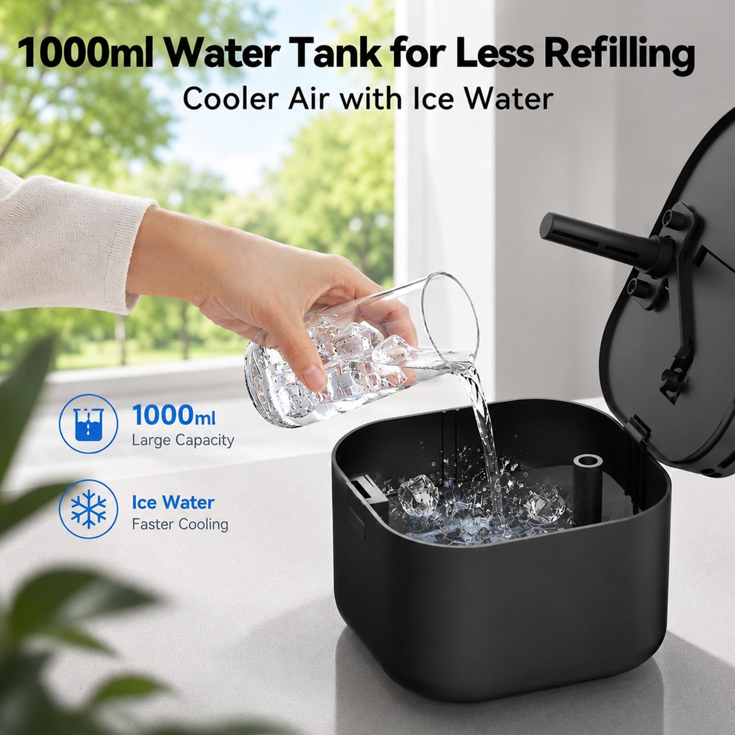 Portable Air Conditioners, 4-in-1 Mini Small Air Conditioner Evaporative Air Cooler Fan with 1000ml Water Tank, 3 Speeds & 7 LED Lights, Personal Mini AC with Timer for Bedroom, Desktop, Home, Office