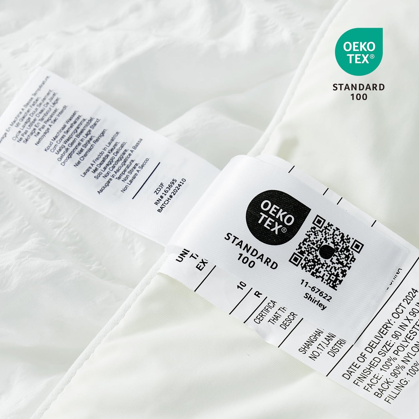 Cozy Bliss Cooling Comforter Queen Size Seersucker Plaid, Q-Max 0.4 Reversible Lightweight Cooling Blanket, Breathable Silk Smooth Summer Bedding Quilt for Hot Sleepers Night Sweats White