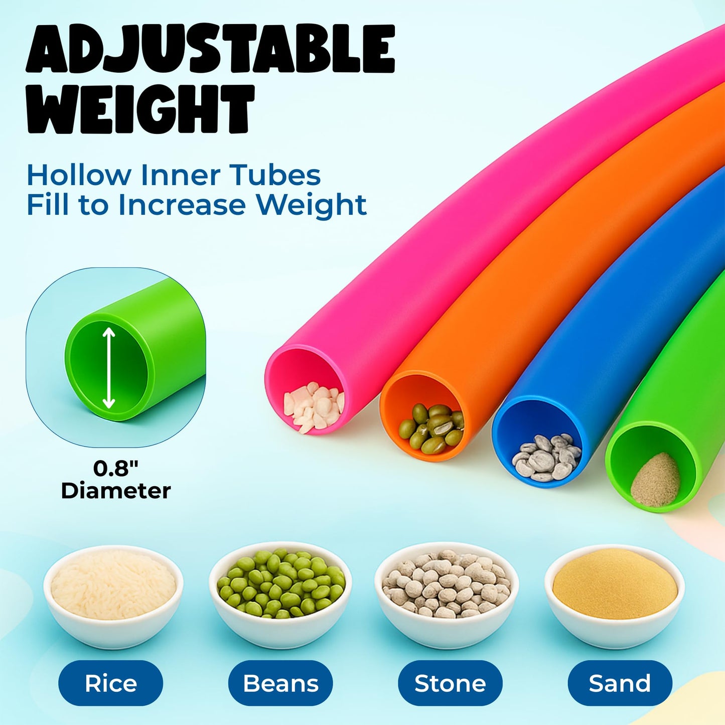 VALUE BUNDLE - Snap Together Detachable Kids Hula Hoop for Playing, 32-Inch (Pack of 6)